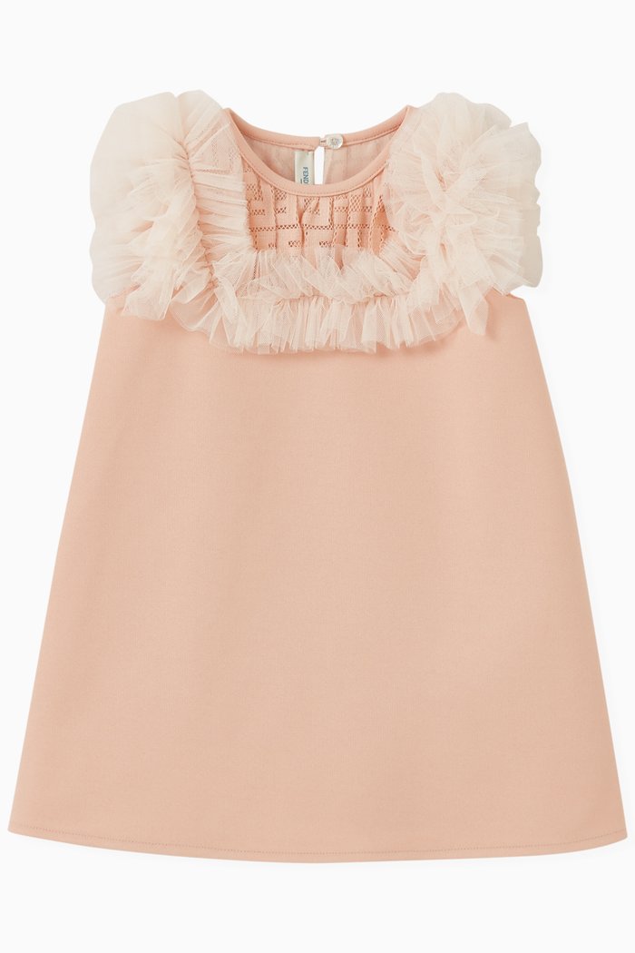 

Logo Dress in Cotton & Tulle, Pink
