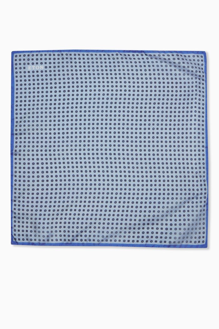 

Micro Floral Pocket Square in Silk, Blue