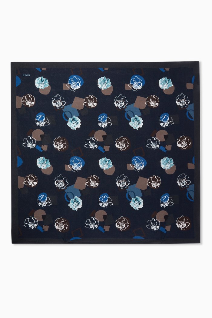 

Floral Dot Bandana in Silk, Blue