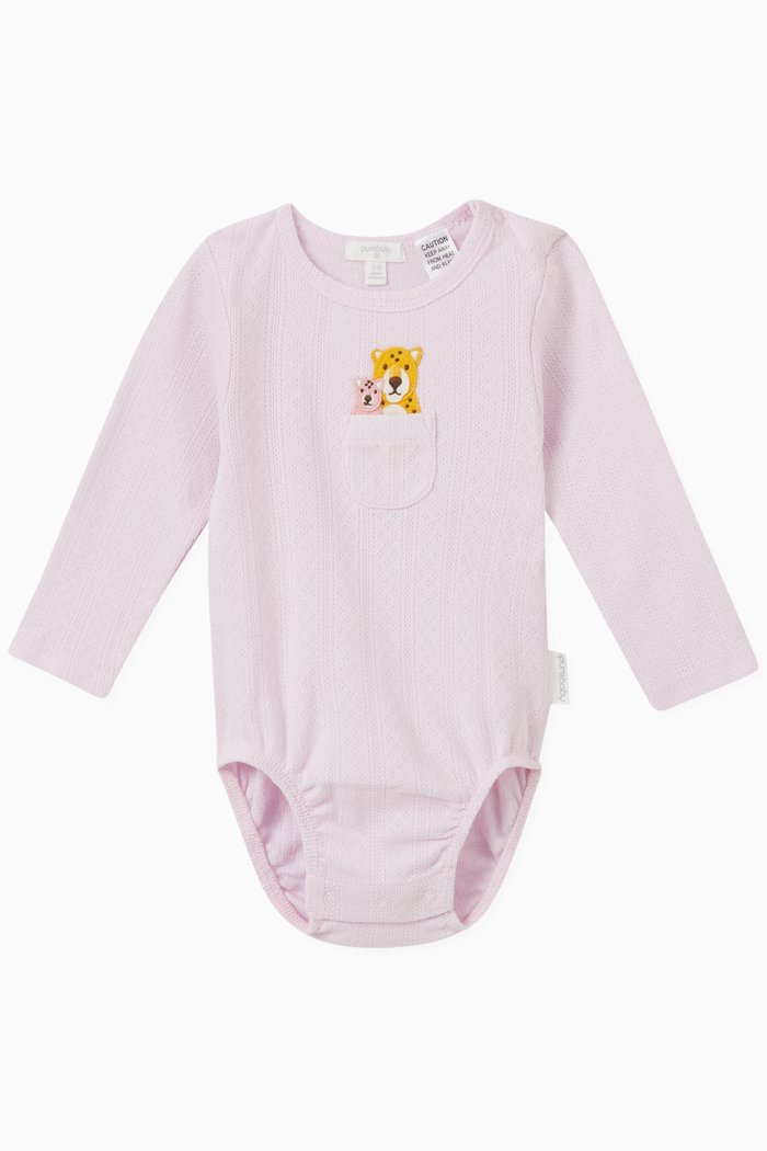 

Jaguar Peekaboo Bodysuit in Cotton, Pink