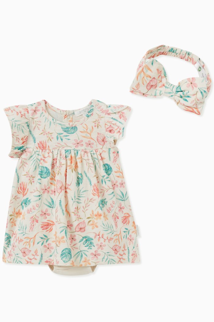 

Fruity Print Dress & Headband Set, Neutral
