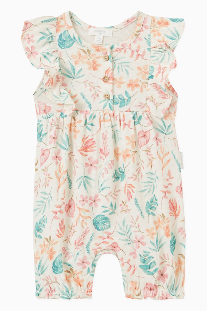 

Fruity Print Romper in Cotton, Neutral