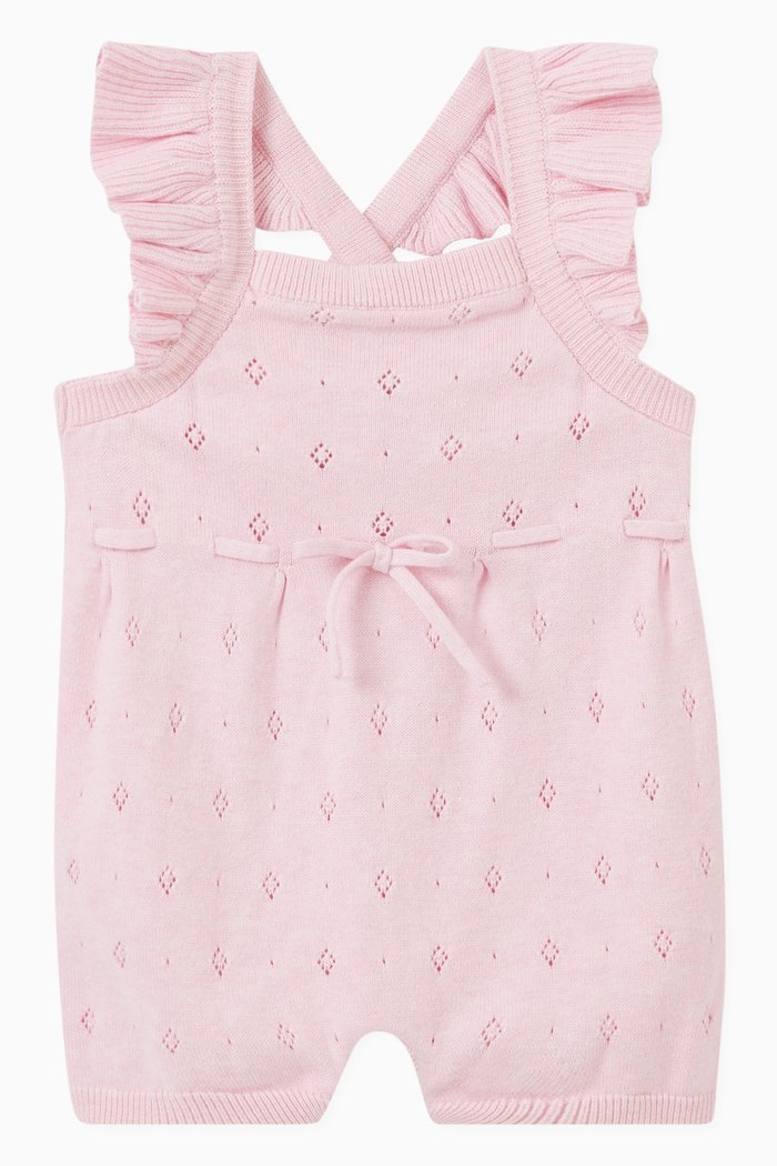 

Eyelet Frill Bodysuit in Organic Cotton Knit, Pink