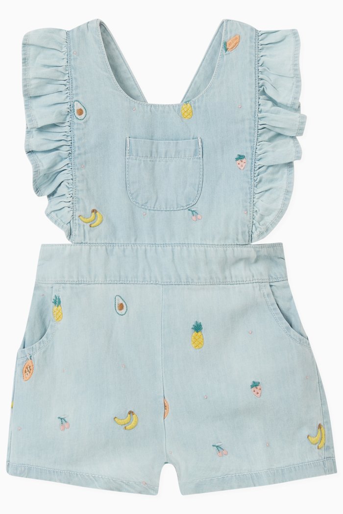 

Fruit Overalls in Organic Cotton, Blue