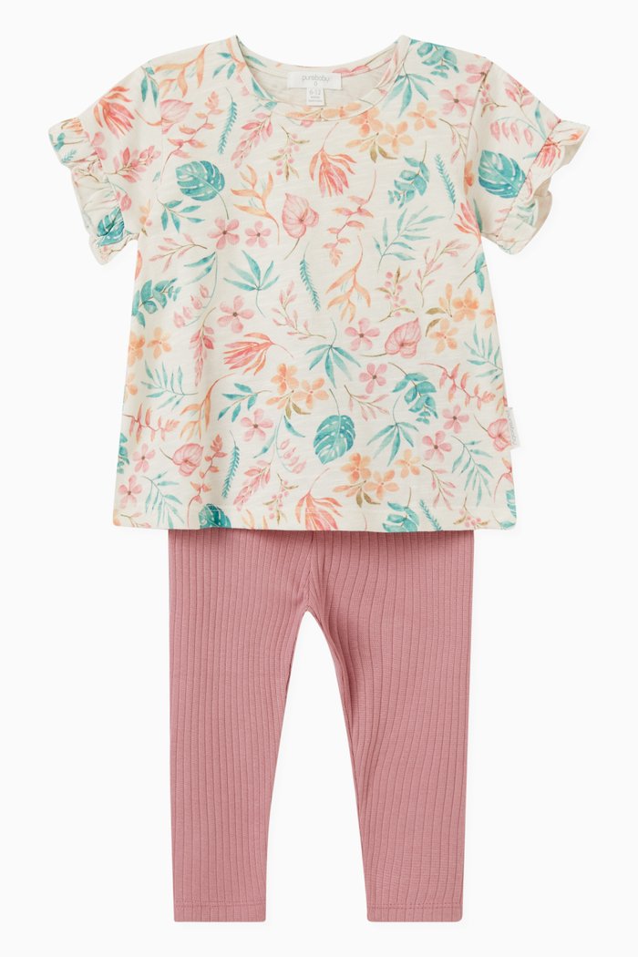 

Fruity Print Top & Leggings Set in Cotton, Neutral
