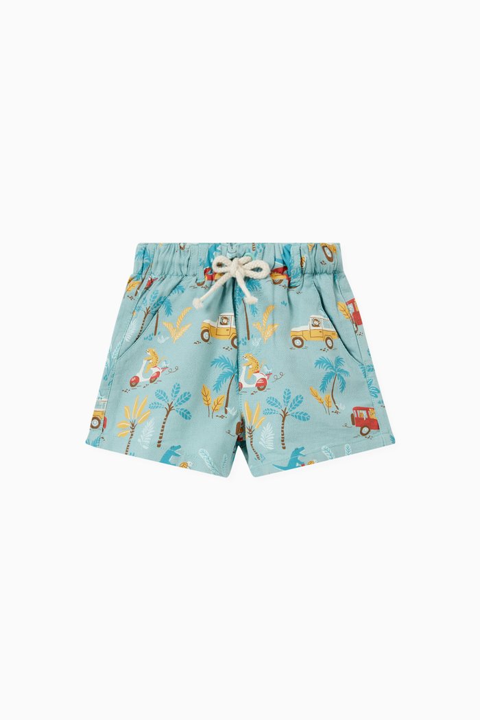 

Jungle Print Shorts in Organic Cotton, Blue