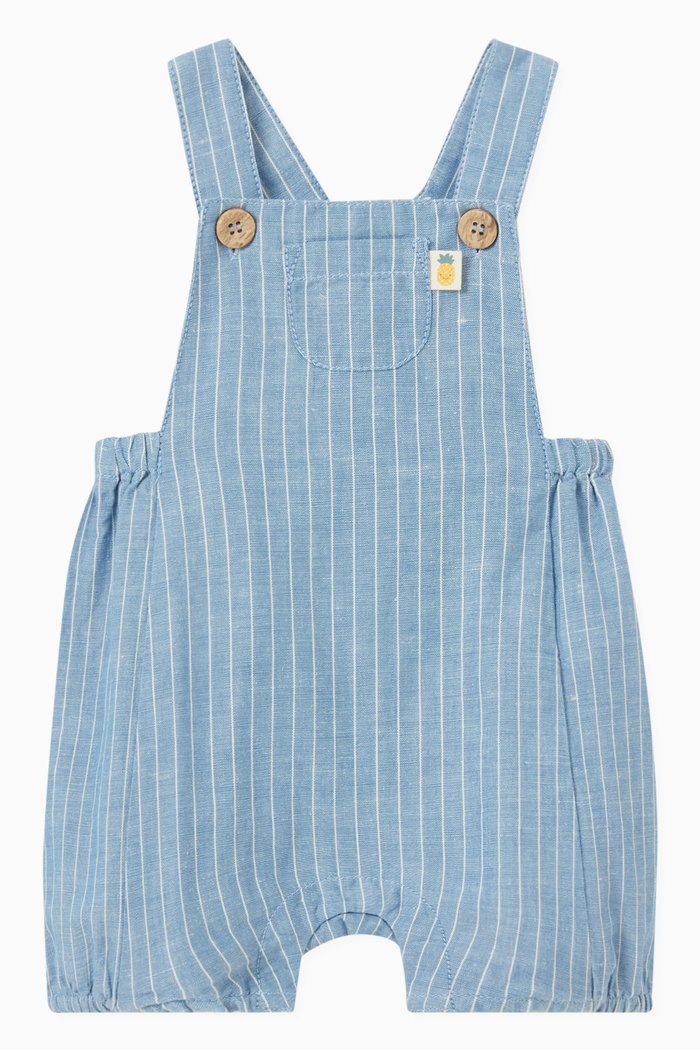 

Striped Bodysuit in Organic Cotton & Linen, Blue