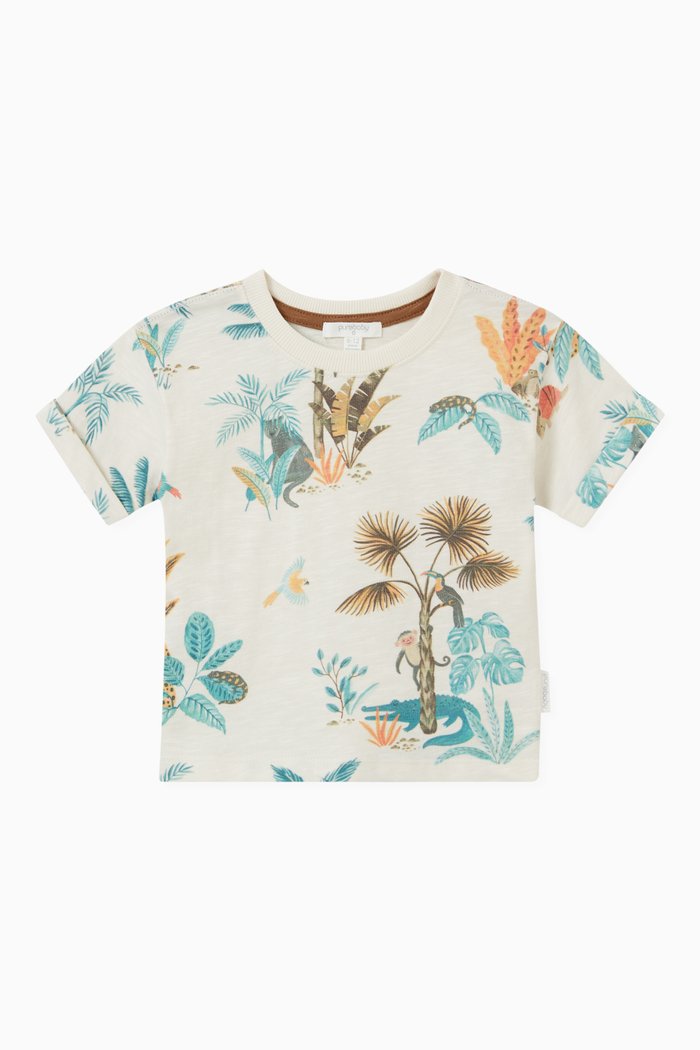 

Jungle Print T-shirt in Organic Cotton, Neutral