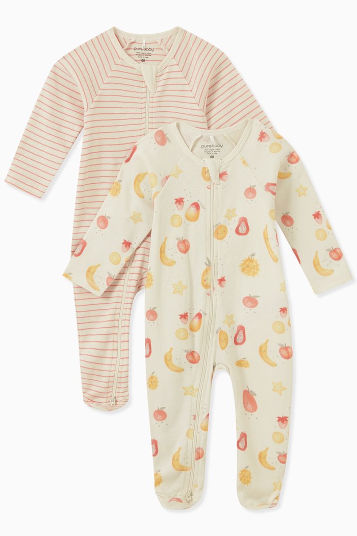 Juicy Sleepsuit in Organic Cotton, Set of 2, Neutral