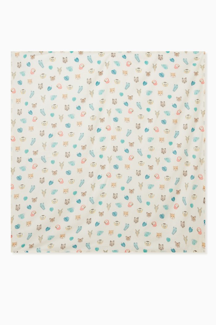

Jungle Faces-print Baby Wrap in Muslin, Neutral