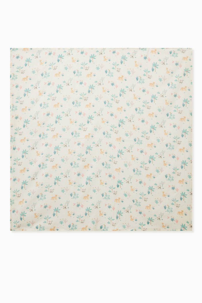 Jungle Dream Print Baby Wrap in Muslin, White