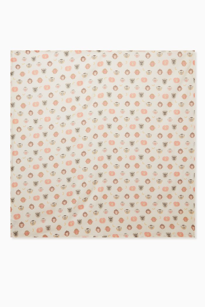 

Monkey Business Print Baby Wrap in Muslin, Neutral
