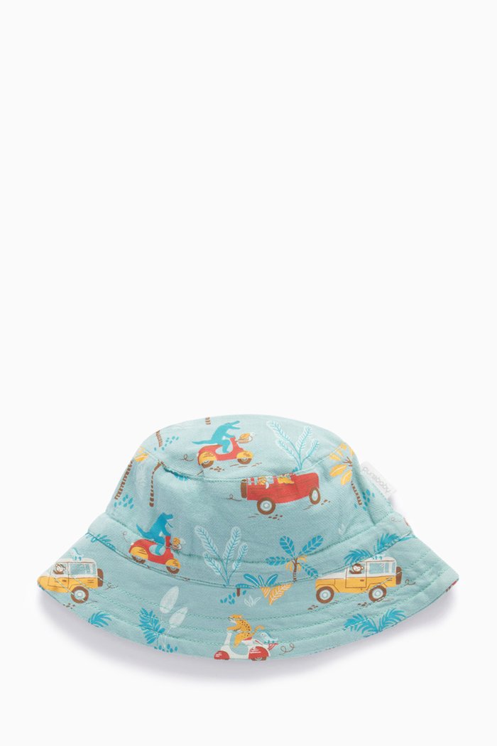 Jungle-print Bucket Hat in Organic Cotton, Blue
