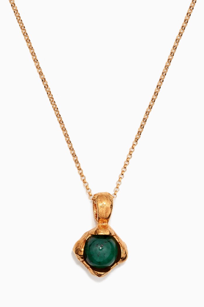

The Eye of the Storm Emerald Necklace in 24kt Gold-plated Bronze, Green