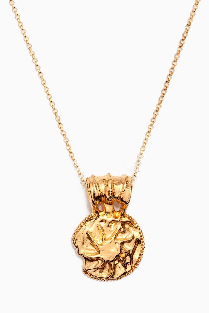 

The Medium Sun Salutations Medallion Necklace in 24kt Gold-plated Bronze