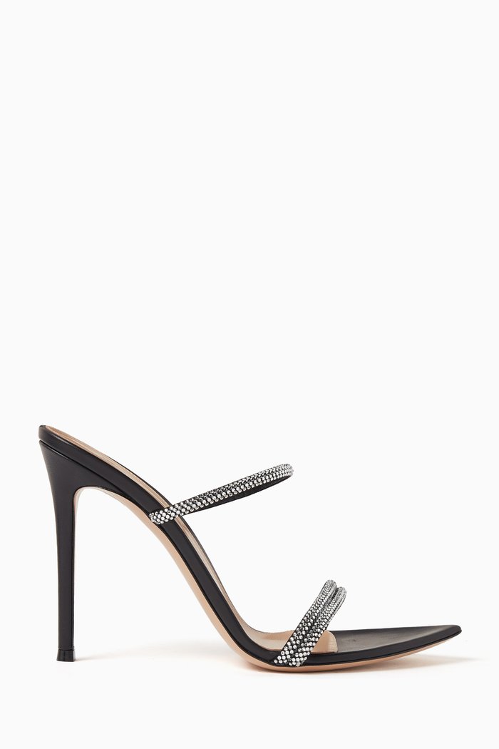 

Cannes 105 Crystal-embellished Mules in Suede, Black