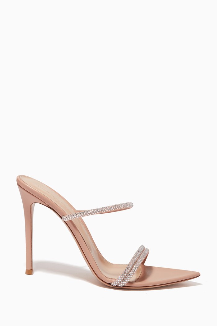 

Cannes 105 Crystal-embellished Mules in Suede, Neutral
