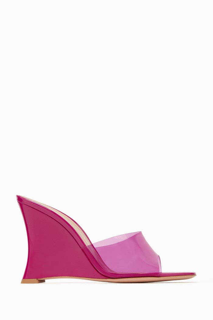 

Futura 90 Wedges in Plexi & Leather, Pink