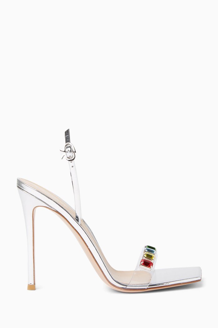 

Jewel Slingback 105 Sandals in Metallic Leather, Multicolour