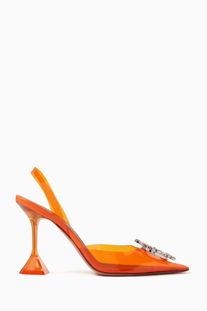 Begum 95 Crystal Slingback Pumps in PVC, Orange