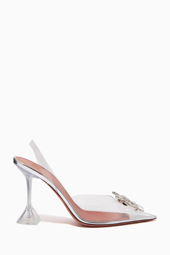 Begum 95 Crystal Slingback Pumps in PVC, White