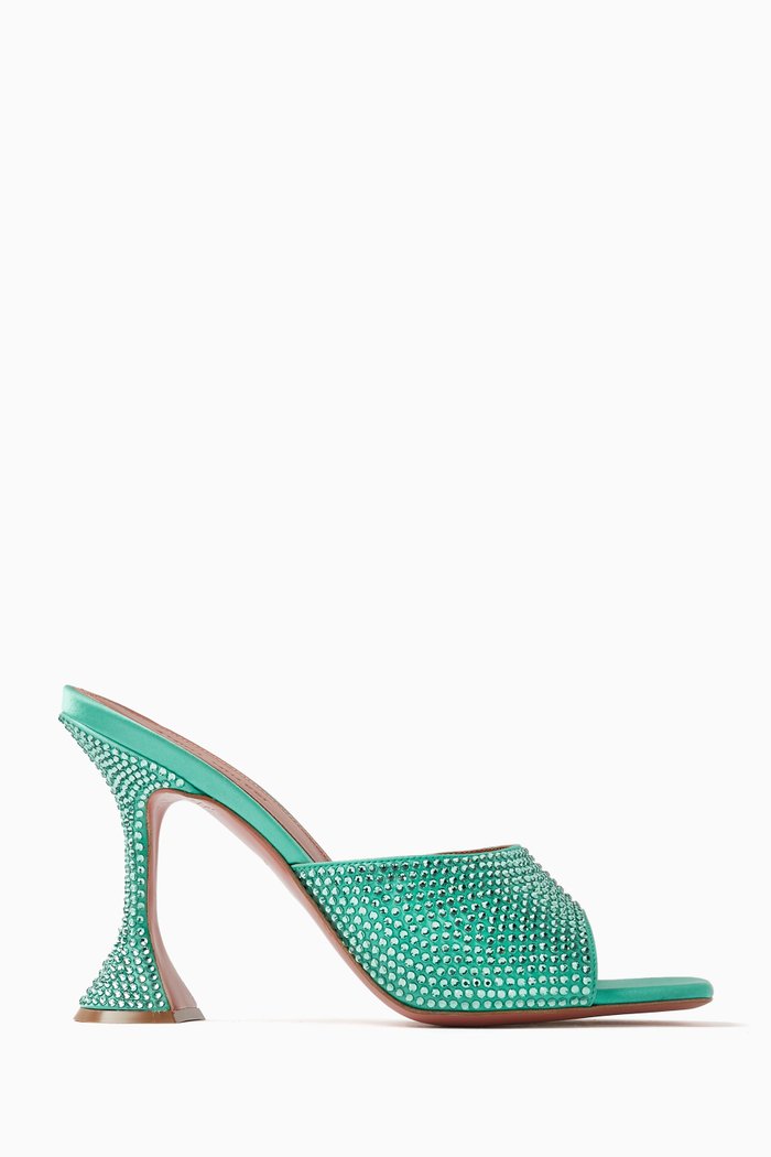 

Lupita Crystal 95 Mules in Satin, Green