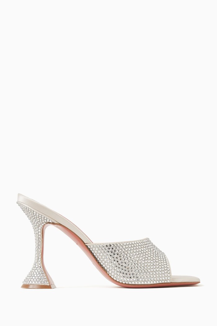 

Lupita Crystal 95 Mules in Satin, Silver