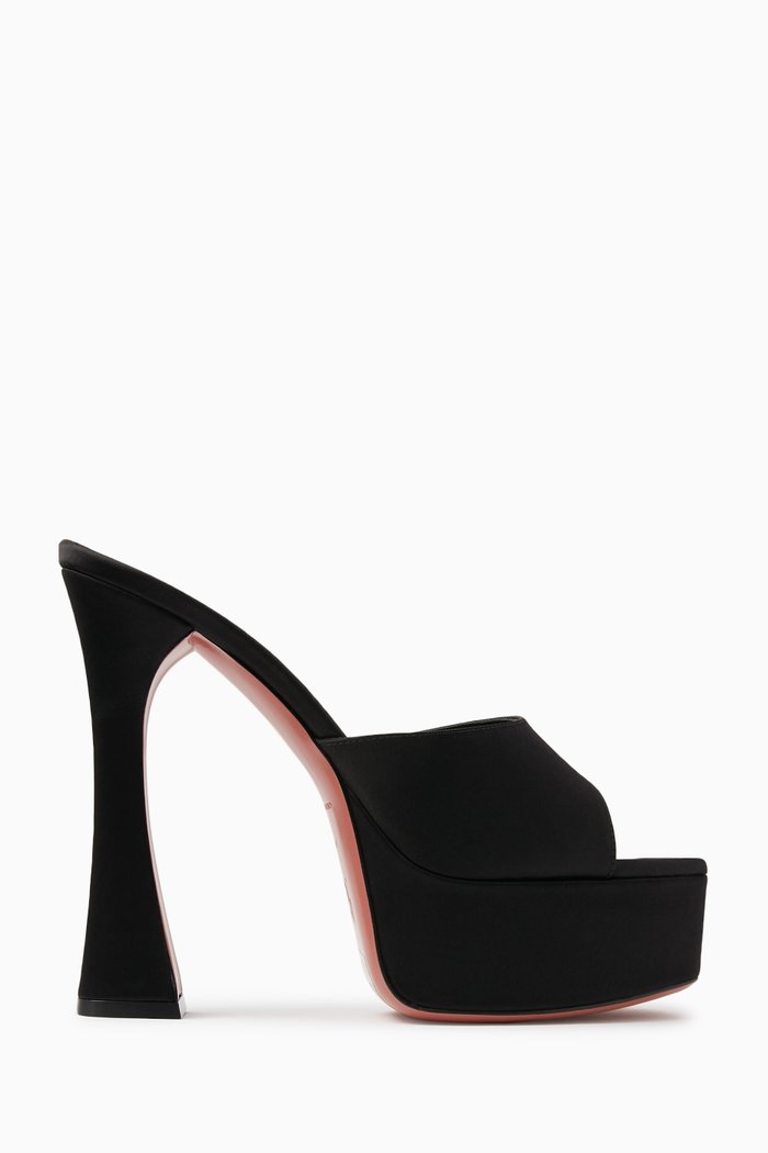 

Dalida 140 Platform Mule Sandals in Satin, Black