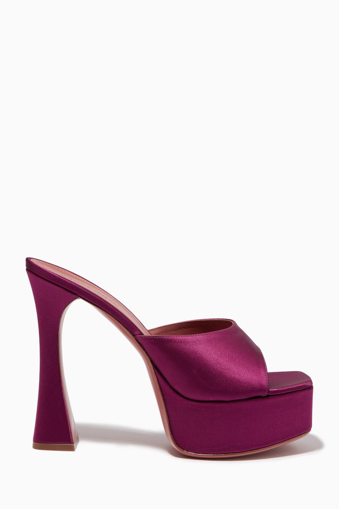 

Dalida 140 Platform Mule Sandals in Satin, Pink