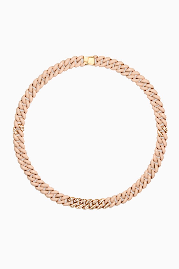

Diamond & Enamel Chain Necklace in 18kt Gold, Yellow