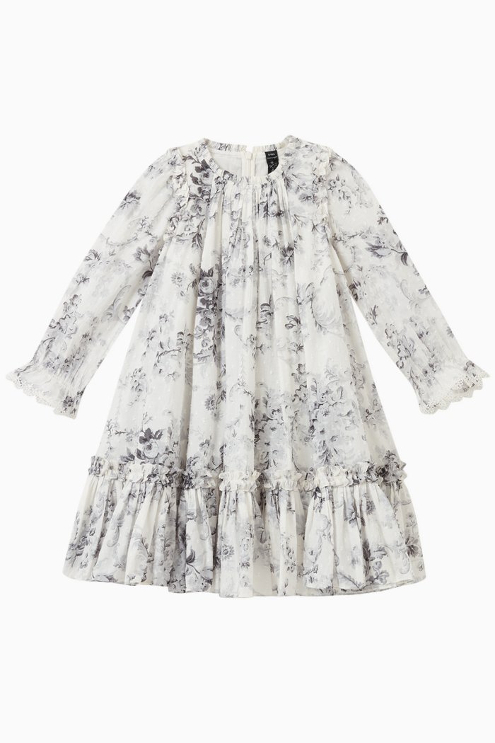 

Fleur De Lis Ditsy Dress in Cotton, Grey