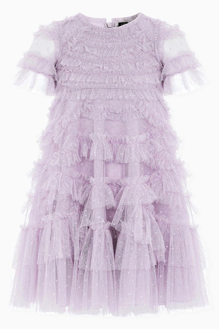 

Marilla Ruffled Dress in Recycled Fabric, Purple