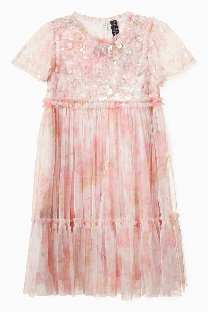 

Rose Bluebell Floral Dress in Sequin, Red