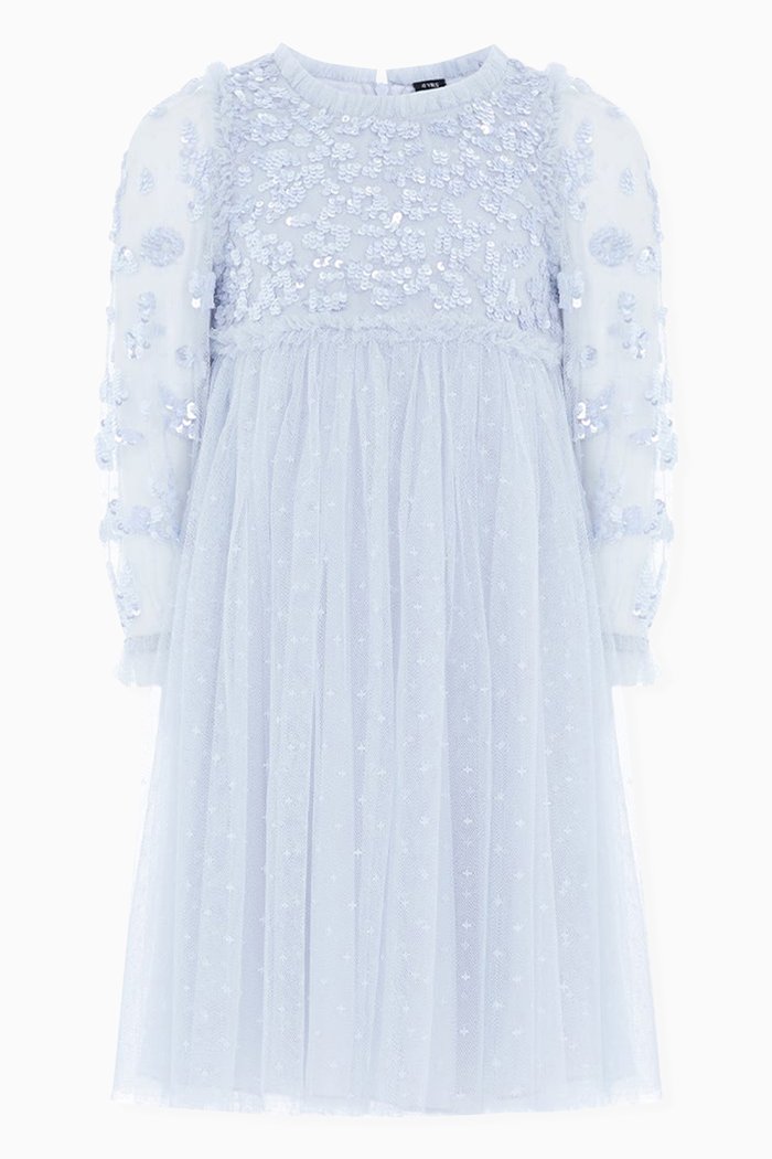 

Lillybelle Long Sleeved Dress in Sequin, Blue