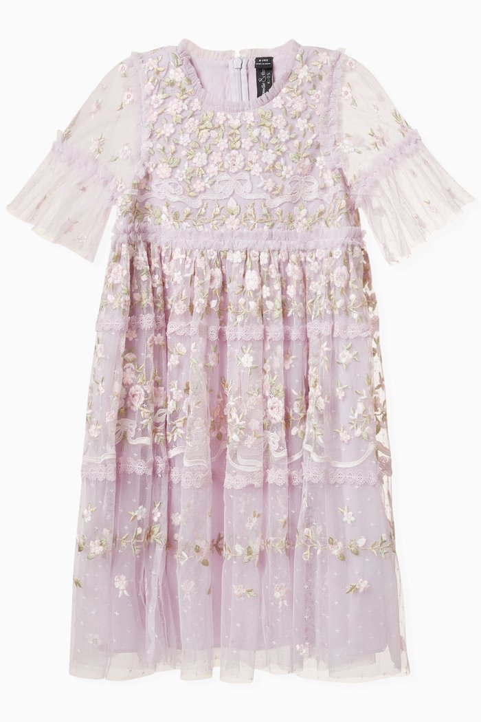 

Ribbon Bouquet Floral Dress in Fabric, Purple
