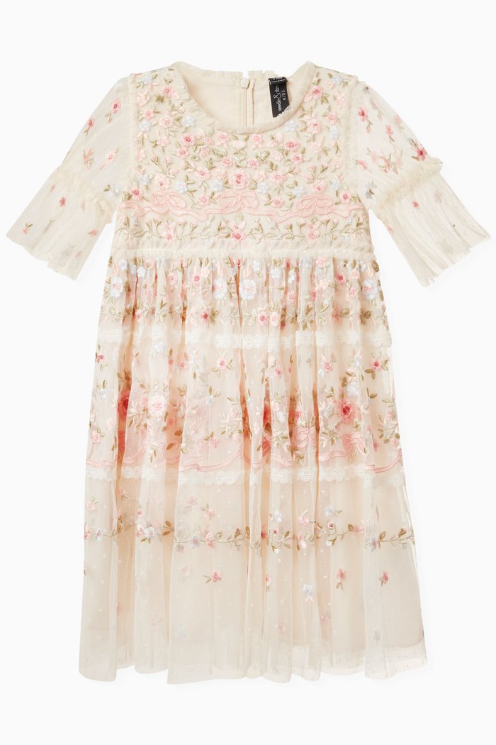 

Ribbon Bouquet Floral Dress in Fabric, Neutral