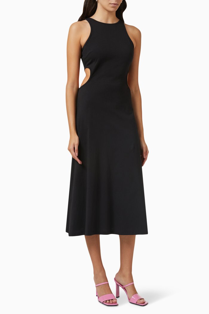 

Cut-out Midi Dress in Jersey, Black