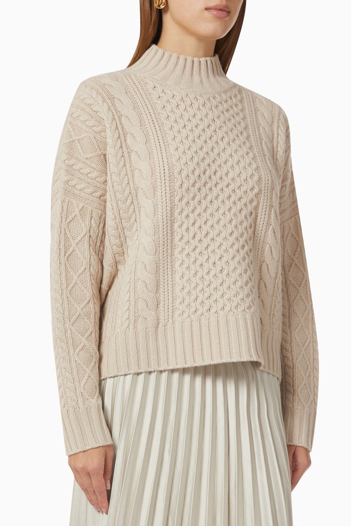 

Roberta Cable-knit Sweater in Virgin Wool, Neutral