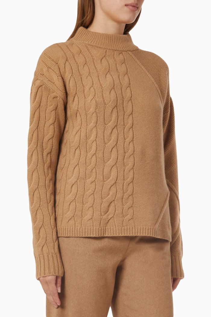 

Accordo Cable-knit Sweater in Cashmere-wool Blend, Brown