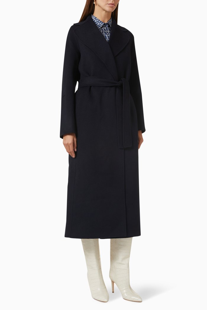 

Poldo Double-layered Wrap Coat in Wool, Blue