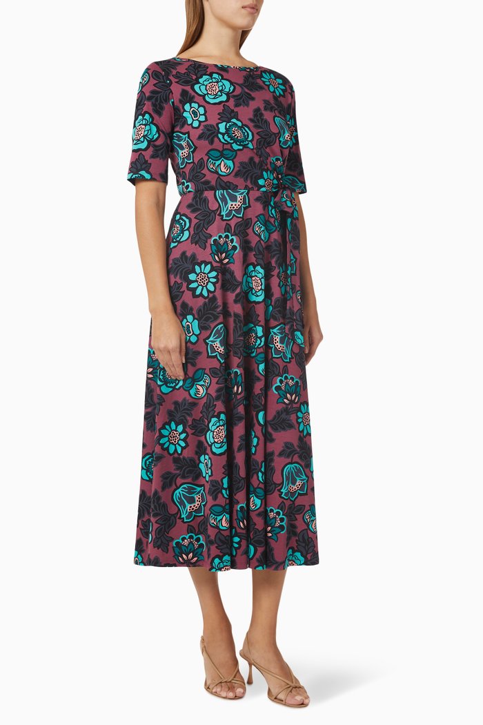 

Harem Floral Midi Dress in Cotton, Pink