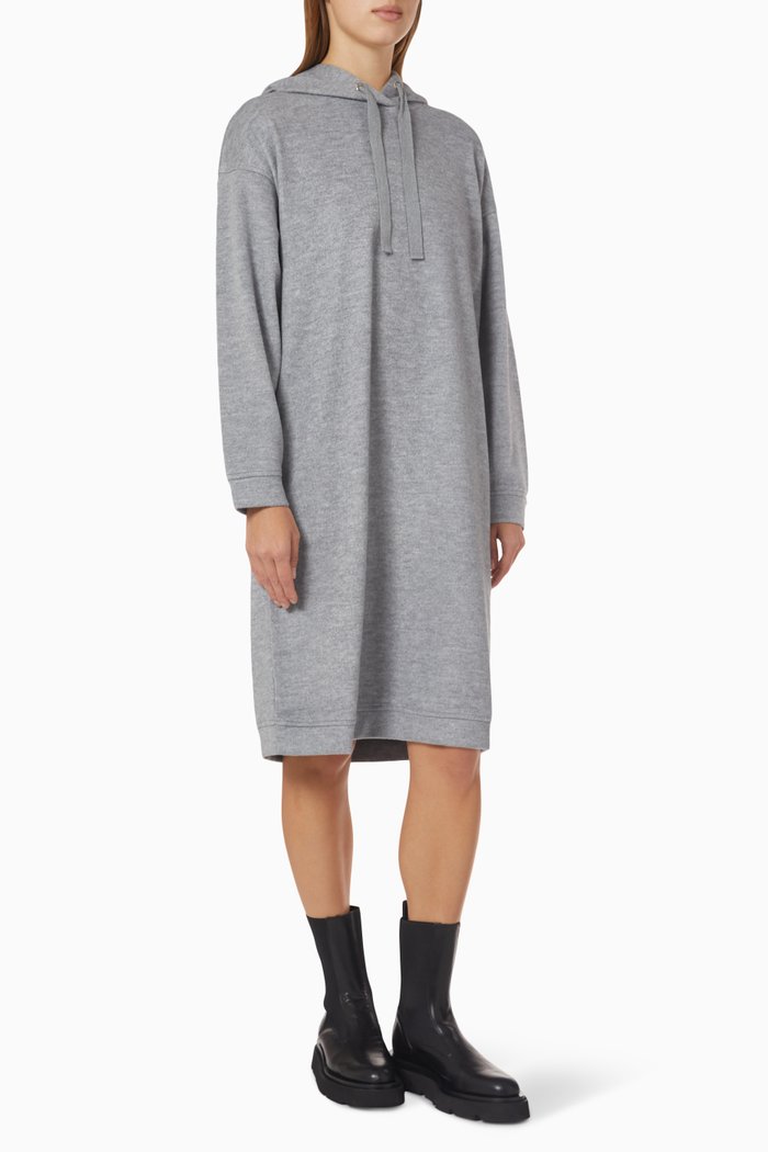 

Uvina Hooded Dress in Wool & Cotton-blend, Grey