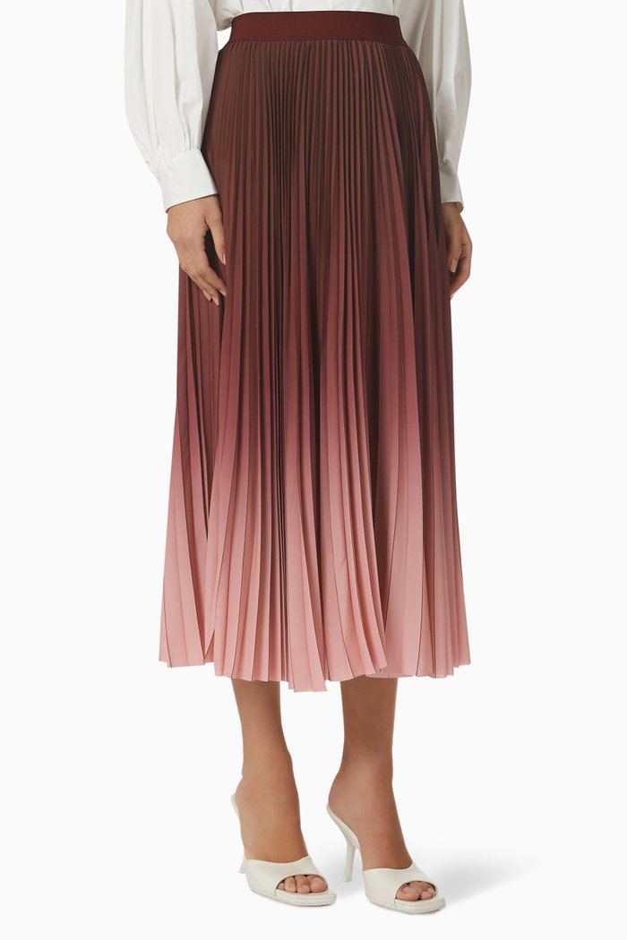 Fulcro Pleated Midi Skirt in Georgette, Pink