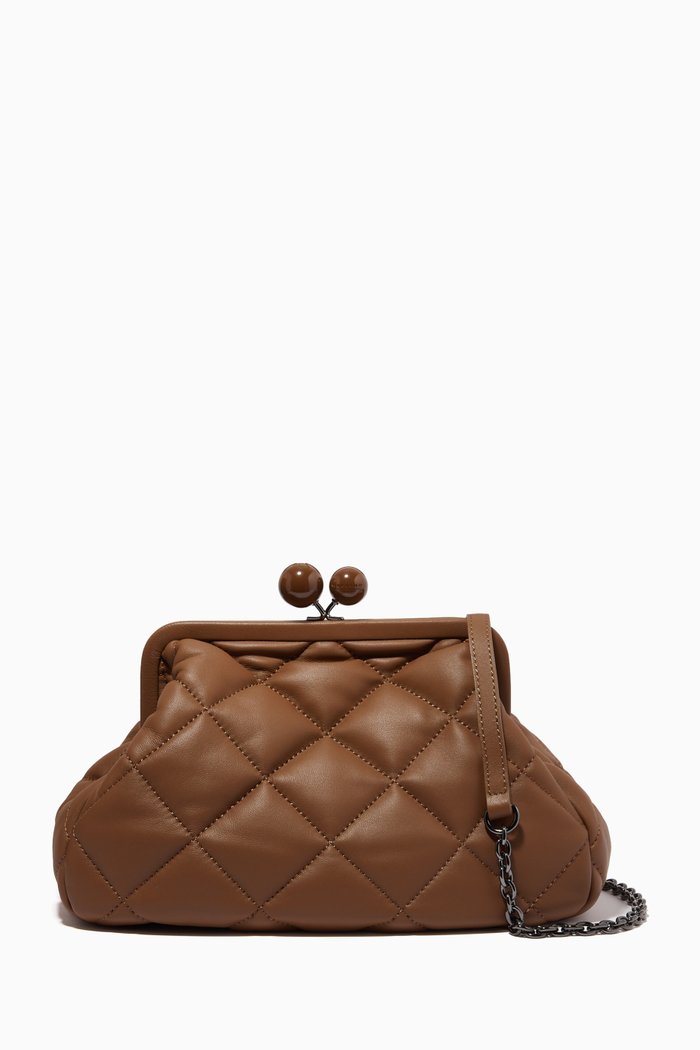 

Medium Acanto Pasticcino Clutch Bag in Leather, Brown