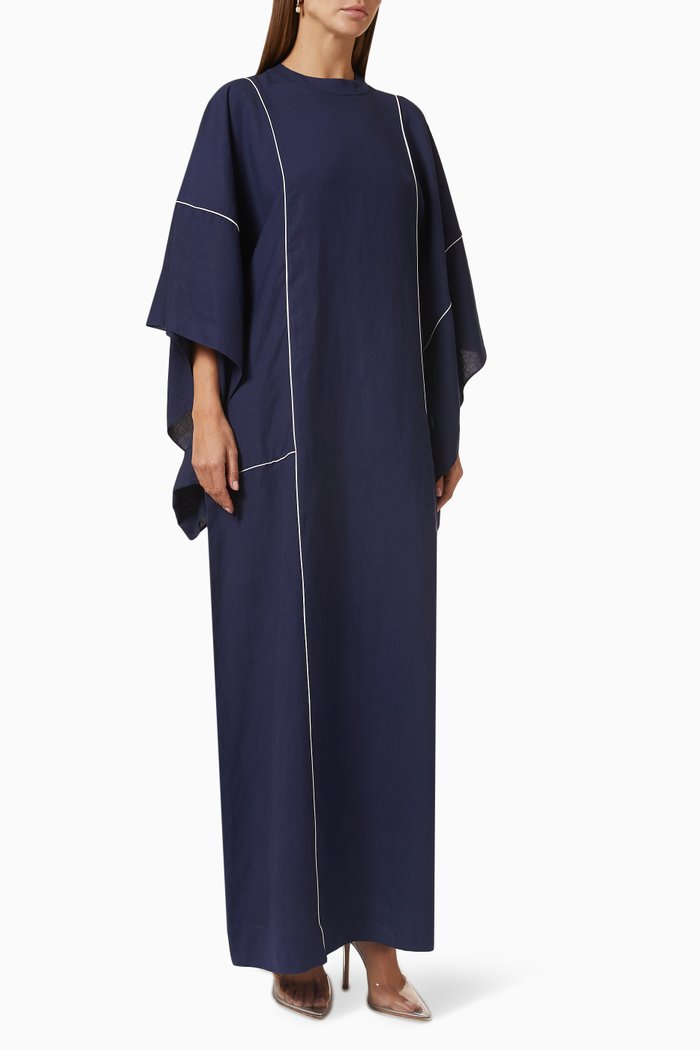

Long-sleeve Kaftan in Linen, Blue
