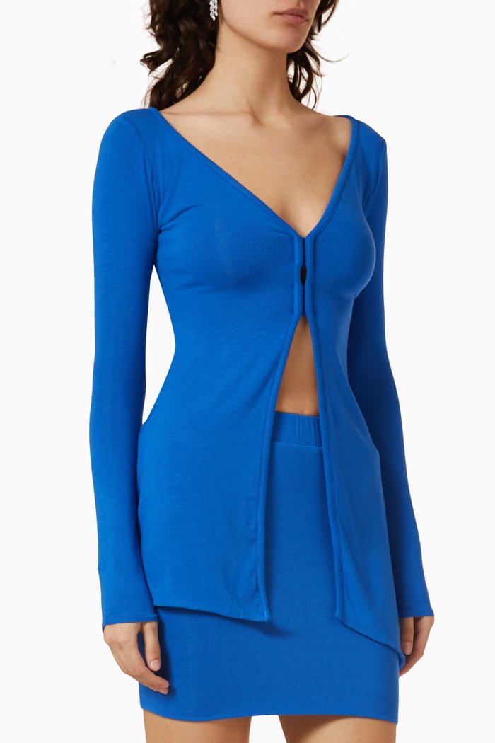 

Slant Cardigan in Stretch-viscose, Blue