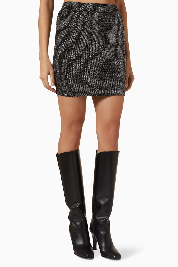 

Tube Mini Skirt in Ribbed Knit, Silver