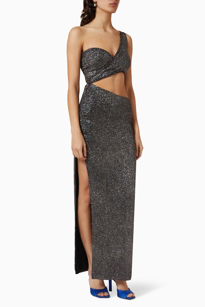 

Slant Slit Dress in Stretch-viscose, Silver