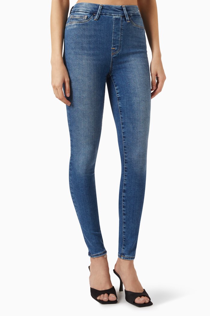 

High-waisted Skinny Jeans in Denim, Blue