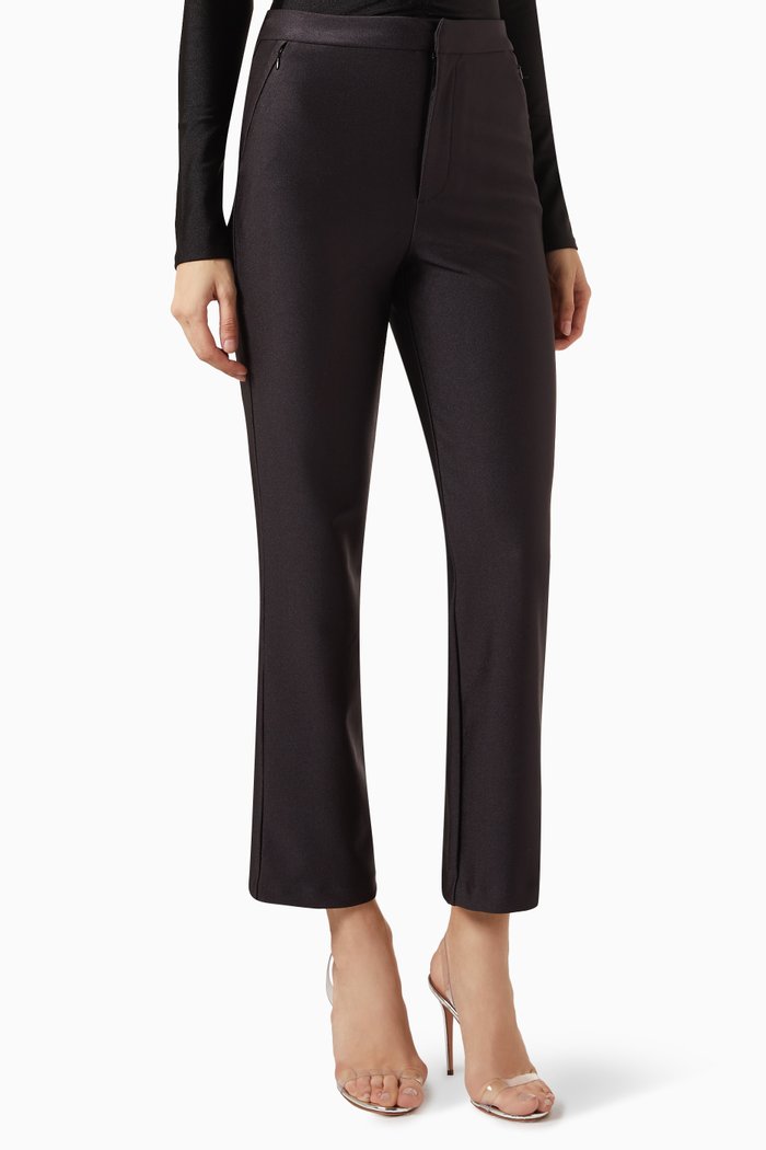 

Compression Cropped Trousers in Nylon, Black